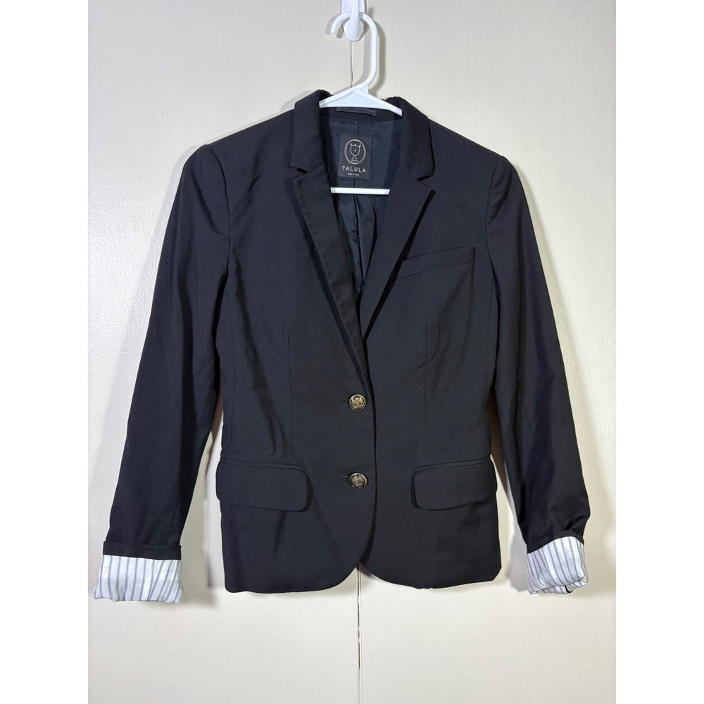 Talula Aritzia Black Wool Blend Crest Button Blazer Jacket Size 0